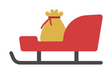 Poster - Christmas sled with gifts 2 colored line icon illustration on transparent background