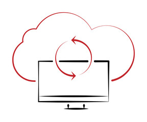 Poster - cloud synchronize icon illustration on transparent background