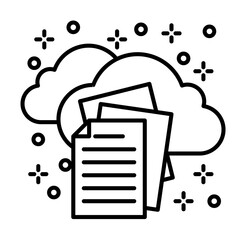 Poster - Computer upload cloud paper icon illustration on transparent background