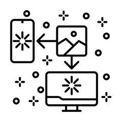 Poster - Computer transfer phone picture icon illustration on transparent background