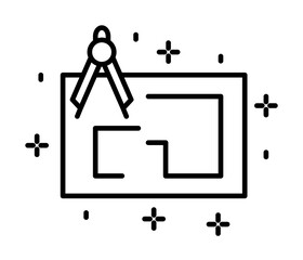 Poster - Construction, sketch icon illustration on transparent background