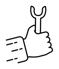 Poster - hand with a tool outline icon illustration on transparent background