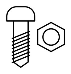 Poster - bolt and nut outline icon illustration on transparent background