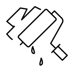 Poster - the roller paints the wall outline icon illustration on transparent background