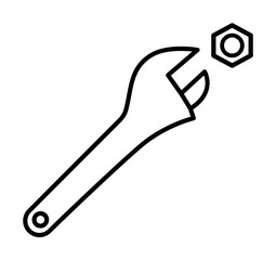 Poster - adjustable wrench outline icon illustration on transparent background