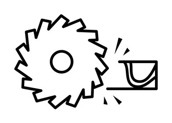 Poster - electric saw for wood outline icon illustration on transparent background