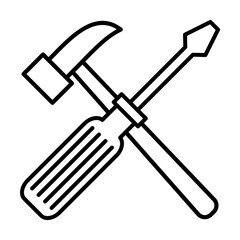 Poster - hammer and screwdriver outline icon illustration on transparent background