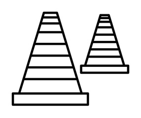 Poster - road cones outline icon illustration on transparent background