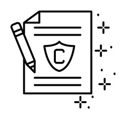 Poster - Pencil shield copywriting icon illustration on transparent background