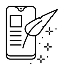Poster - Smartphone feather icon illustration on transparent background