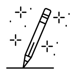 Sticker - Pencil writing icon illustration on transparent background