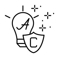 Poster - Light bulb shield letter icon illustration on transparent background