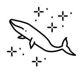 Poster - Diving whale icon illustration on transparent background
