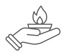 Poster - Diwali, hand, candle icon illustration on transparent background