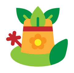 Poster - Easter, watering can, flowers icon illustration on transparent background