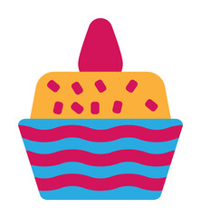 Sticker - Easter, cupcake icon illustration on transparent background