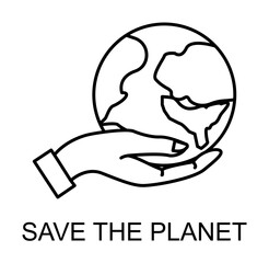 Poster - save the planet outline icon illustration on transparent background