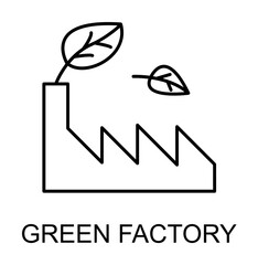 Poster - green factory outline icon illustration on transparent background