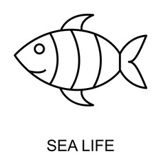 Poster - sea life outline icon illustration on transparent background
