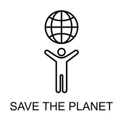 Poster - save the planet outline icon illustration on transparent background