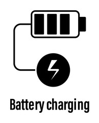 Poster - Battery charging with description icon illustration on transparent background