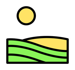 Poster - Field, sun icon illustration on transparent background