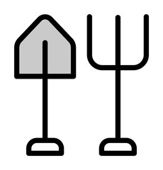Poster - Shovel, pitchfork icon illustration on transparent background