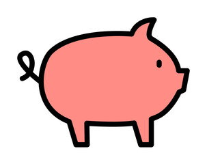 Poster - Pig, animal icon illustration on transparent background