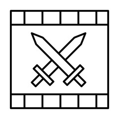 Poster - Video, film, sword icon illustration on transparent background