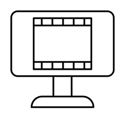 Poster - Computer, film ribbon icon illustration on transparent background