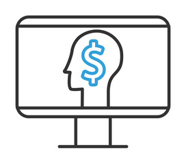 Poster - finance monitor 2 colored line icon illustration on transparent background
