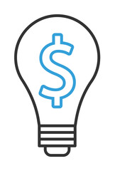 Poster - finance, light bulb 2 colored line icon illustration on transparent background