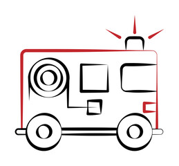 Poster - Firefighter, fire truck two color on white background icon illustration on transparent background
