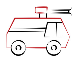 Poster - Firefighter, fire truck two color on white background icon illustration on transparent background