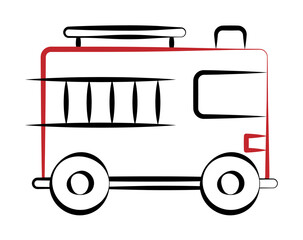 Poster - Firefighter, fire truck two color on white background icon illustration on transparent background