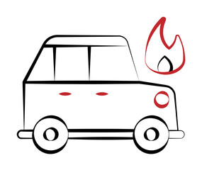 Poster - Firefighter, car two color on white background icon illustration on transparent background