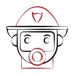 Poster - Firefighter, gas mask two color on white background icon illustration on transparent background