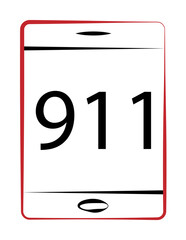 Poster - Firefighter, 911 phone two color on white background icon illustration on transparent background