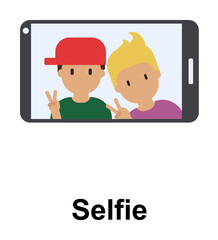 Poster - selfie, male, smartphone color icon illustration on transparent background