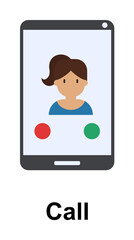 Poster - call, smartphone, female color icon illustration on transparent background