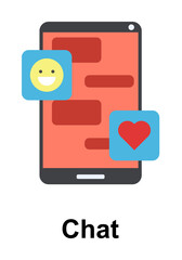 Poster - chat, smartphone, heart color icon illustration on transparent background