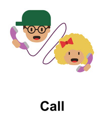 Poster - phone, call, friends color icon illustration on transparent background