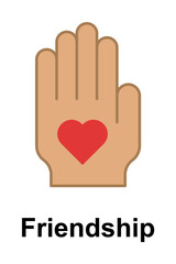 Poster - heart, hand color icon illustration on transparent background