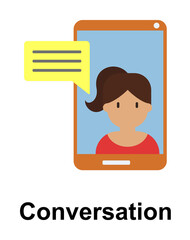 Poster - video chat, smartphone color icon illustration on transparent background