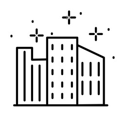 Poster - Cityscape, building icon illustration on transparent background