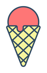 Poster - ice cream in horn colored dusk style icon illustration on transparent background