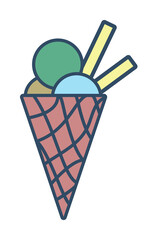 Poster - ice cream in horn colored dusk style icon illustration on transparent background