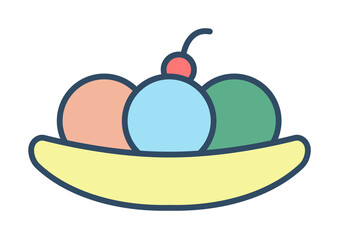 Poster - fruit ice cream colored dusk style icon illustration on transparent background