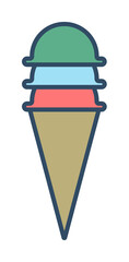 Poster - ice cream in horn colored dusk style icon illustration on transparent background