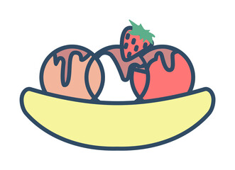 Poster - fruit ice cream colored dusk style icon illustration on transparent background